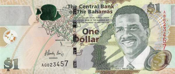 1 доллар 2015 Багамские острова. Новая карта.