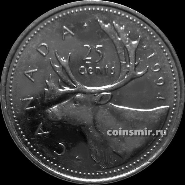 25 центов 1994 Канада. Северный олень.