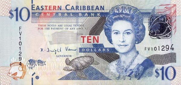 10 долларов 2012 Восточные Карибы.