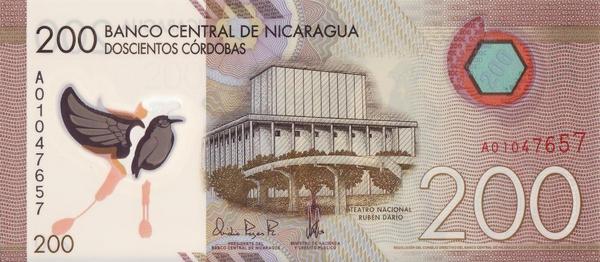 200 кордоб 2014 Никарагуа. Без метки для незрячих.