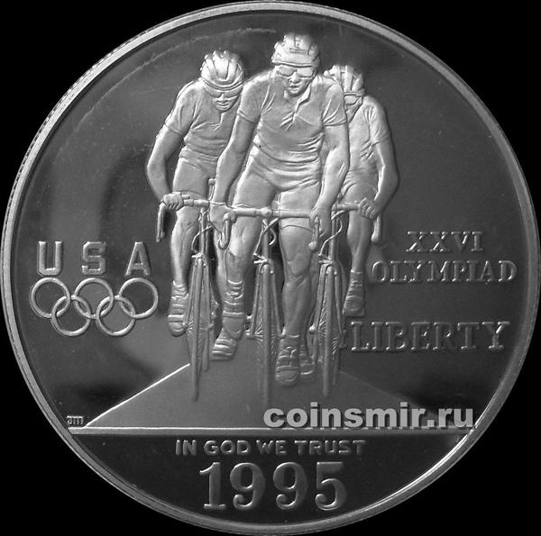 1 доллар 1995 Р США. Олимпиада в Атланте 1996. Велоспорт.