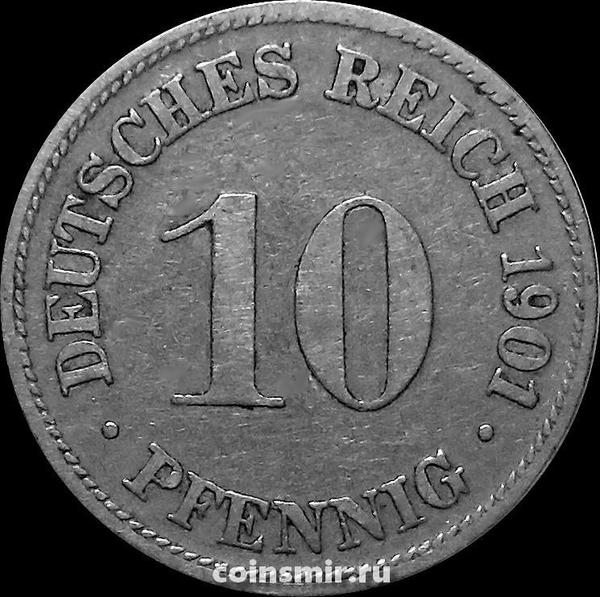 10 пфеннигов 1901 D Германия.