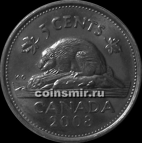 5 центов 2008 Канада. Бобр.