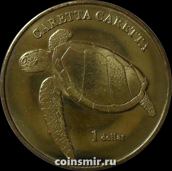 1 доллар 2017 остров Муреа. Морская черепаха.