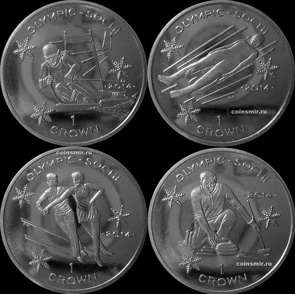 Набор из 4 монет 2014 остров Мэн. Олимпиада в Сочи 2014.
