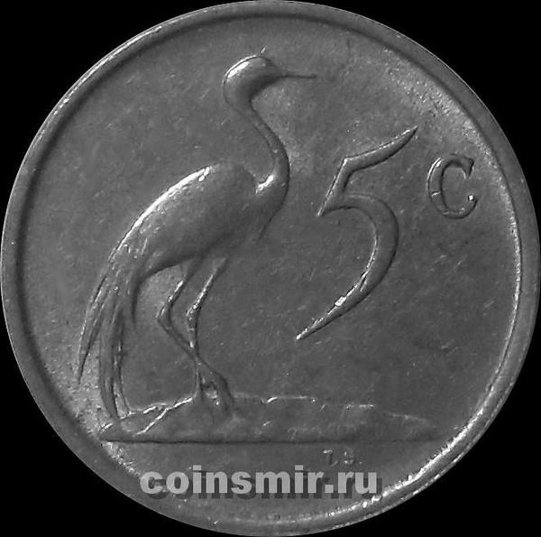 5 центов 1988 Южная Африка. Синий журавль.
