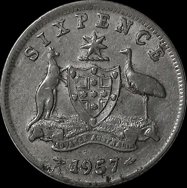 6 пенсов 1957 Австралия.
