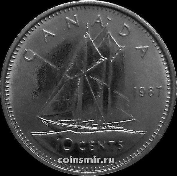 10 центов 1987 Канада. Парусник.