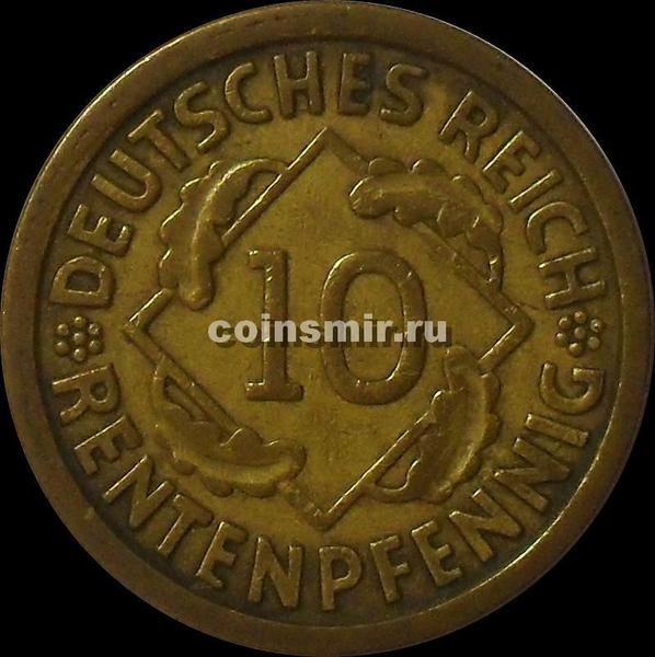 10 пфеннигов 1924 J Германия. Rentenpfennig.