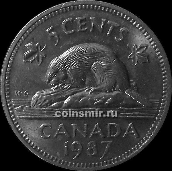 5 центов 1987 Канада. Бобр.