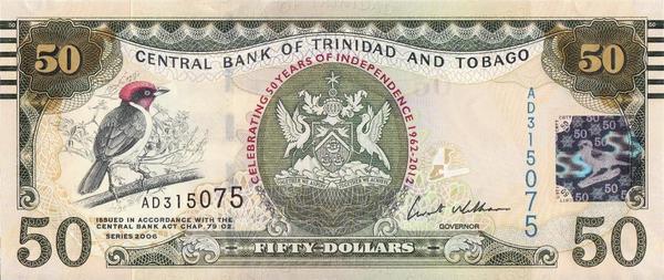 50 долларов 2006 (2012) Тринидад и Тобаго. 50 лет независимости.