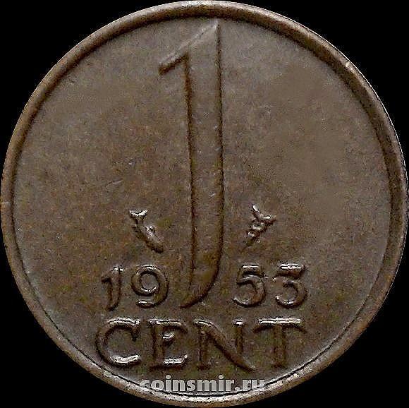 1 цент 1953 Нидерланды. Рыбка.