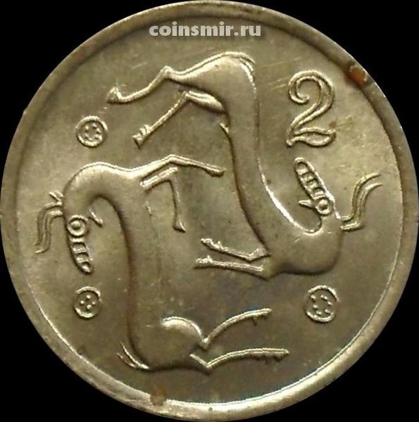 2 цента 1988 Кипр. Стилизованные козлы.