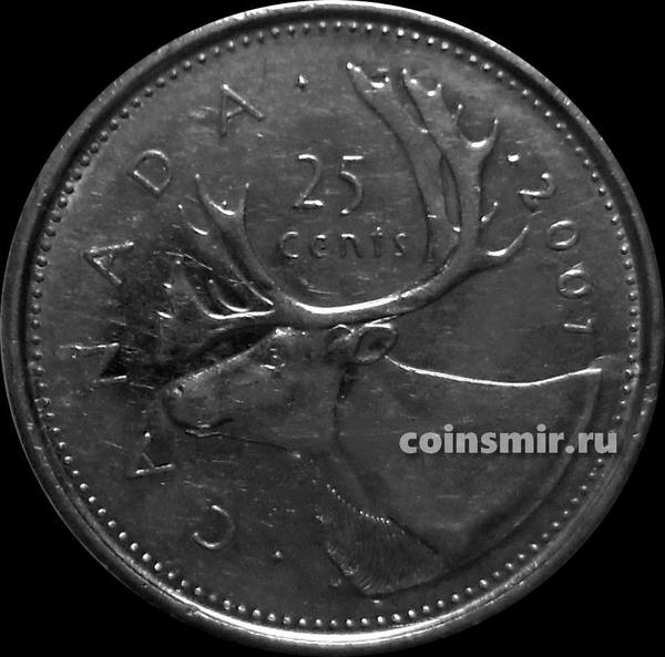 25 центов 2001 Р Канада. Северный олень.