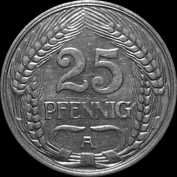 25 пфеннигов 1912 А Германия.