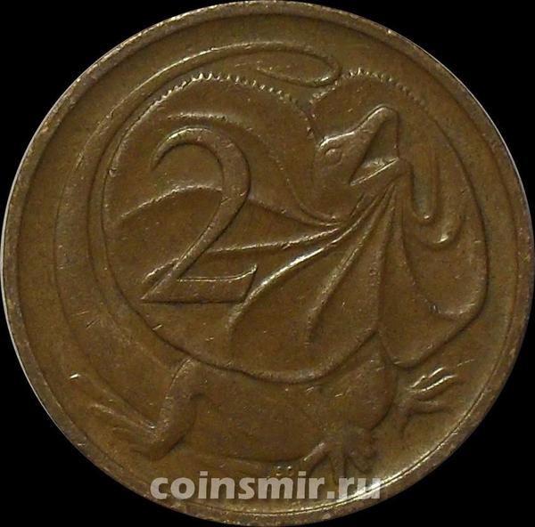 2 цента 1974 Австралия. Плащеносная ящерица.