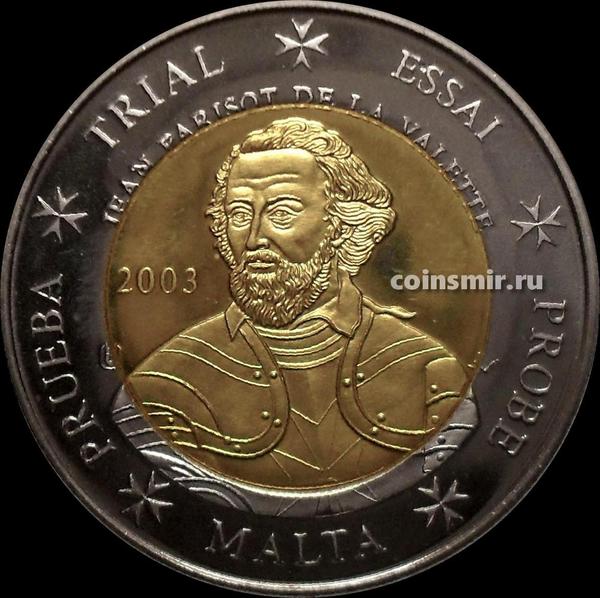 2 евро 2003 Мальта. Жан Паризо де ла Валетт. Европроба. Specimen.