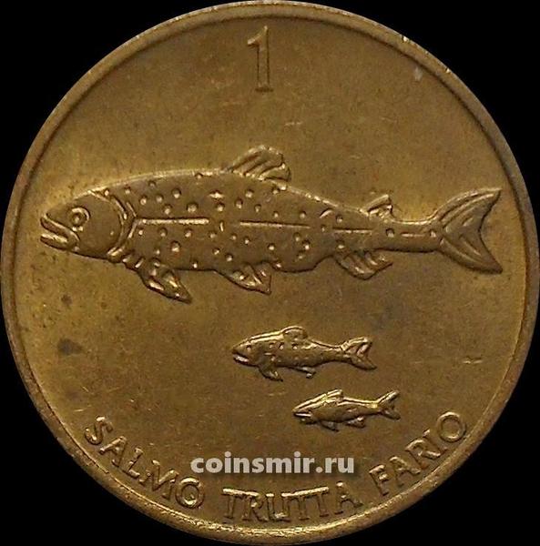 1 толар 1993 Словения. Кумжа.