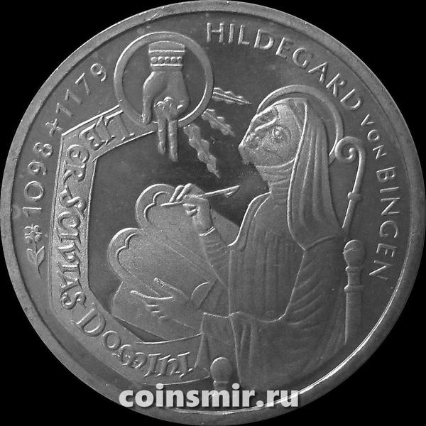 10 марок 1998 G Германия (ФРГ). 900 лет со дня рождения святой Хильдегард фон Бинген.