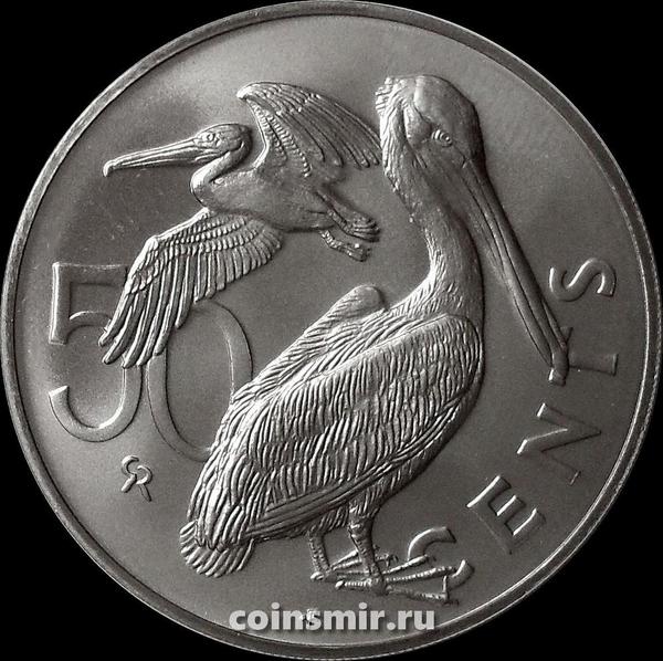 50 центов 1973 Британские Виргинские острова. Коричневый пеликан.