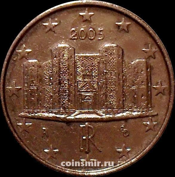 1 евроцент 2005 Италия. Замок Кастель-дель-Монте.