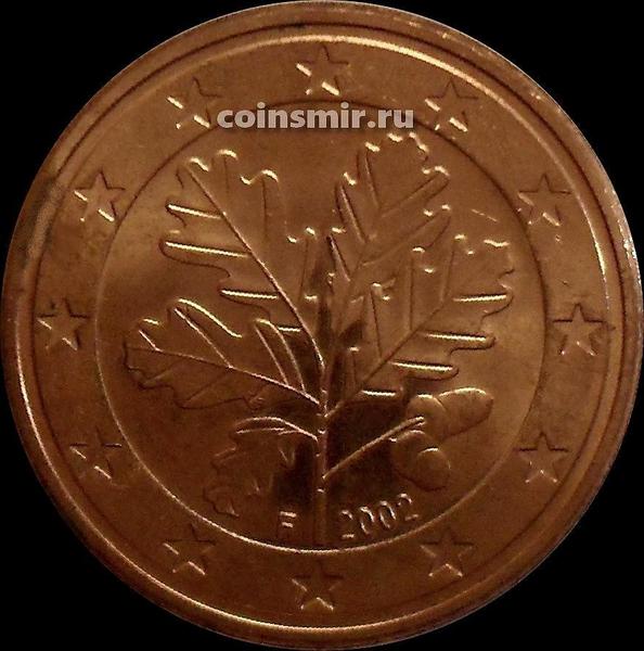 5 евроцентов 2002 F Германия. Листья дуба. UNC