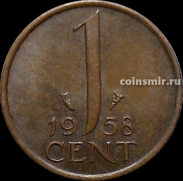 1 цент 1958 Нидерланды. Рыбка.