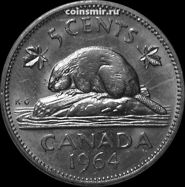 5 центов 1964 Канада. Бобр.