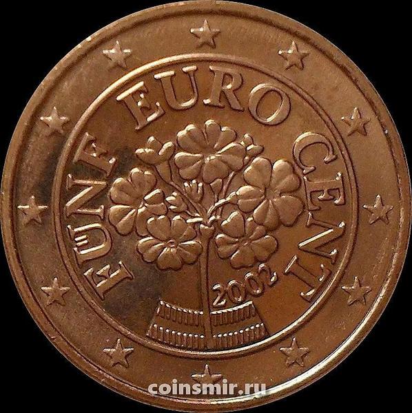 5 евроцентов 2002 Австрия. Альпийская примула. aUNC