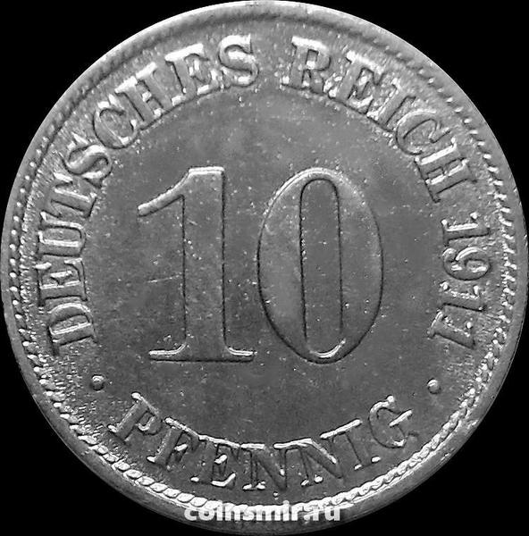 10 пфеннигов 1911 D Германия.