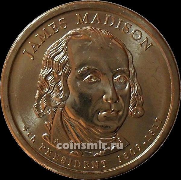 1 доллар 2007 D США. 4-й президент США Джеймс Мэдисон.