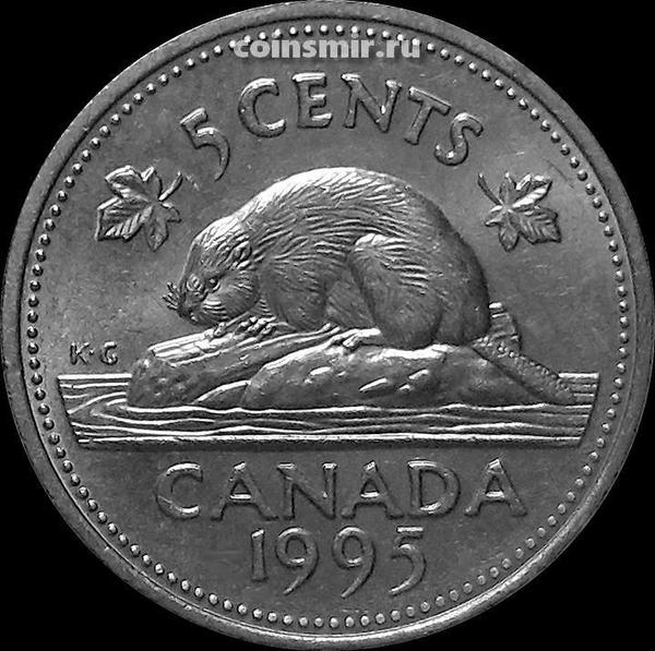 5 центов 1995 Канада. Бобр.