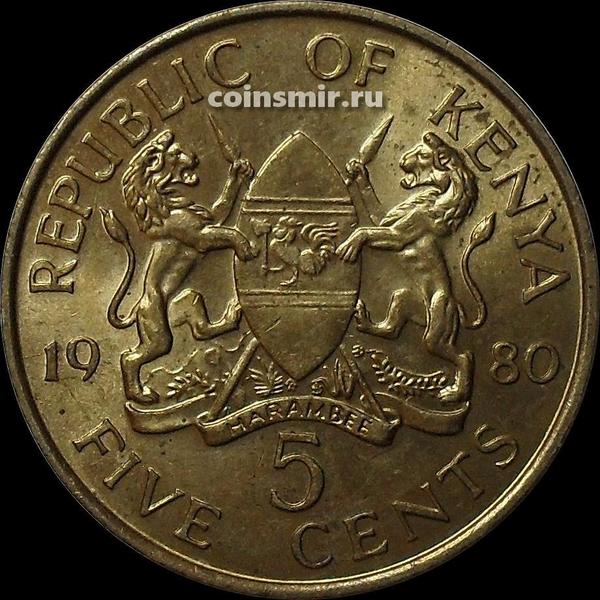 5 центов 1980 Кения. (в наличии 1984 год)