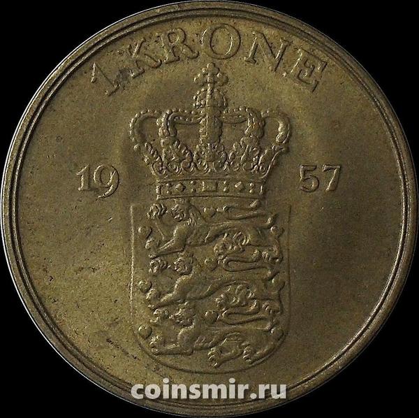 1 крона 1957 C;S Дания. Король Фредерик IX (1947 - 1972).