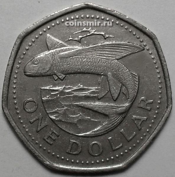 1 доллар 1989 Барбадос. Летучая рыба.