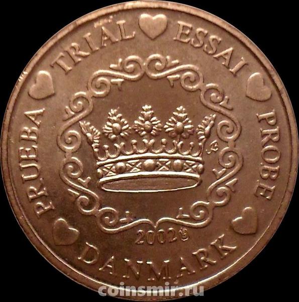 1 евроцент 2002 Дания. Европроба. Specimen.