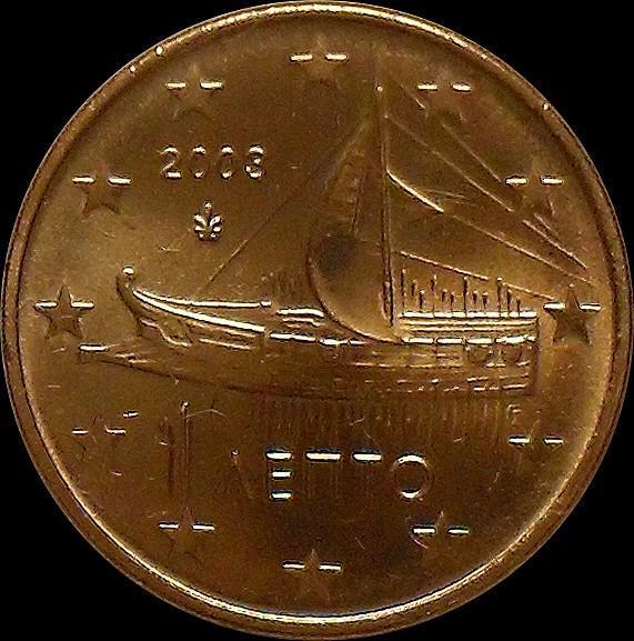 1 евроцент 2003 Греция. Афинская триера. UNC