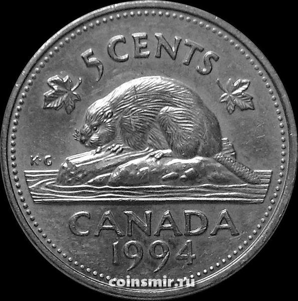 5 центов 1994 Канада. Бобр.