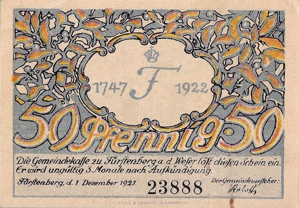 50 пфеннигов 1922 Германия. г.Фюрстенберг (Мекленбург-Штрелитц). Нотгельд.
