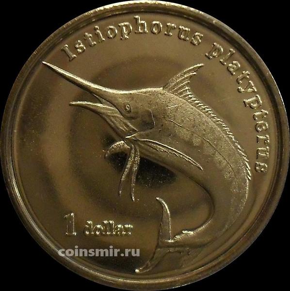 1 доллар 2020 остров Муреа. Рыба-парусник.