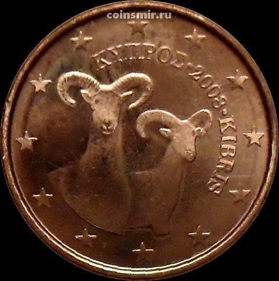 1 евроцент 2008 Кипр. Муфлоны.