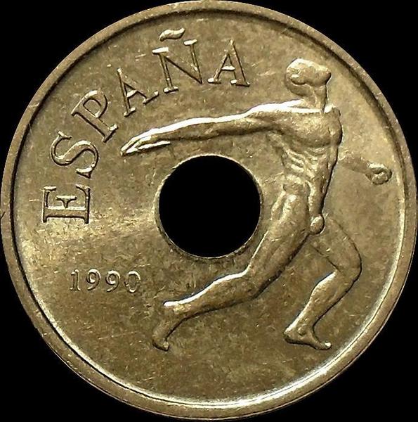 25 песет 1990 Испания. Дискобол. Олимпиада в Барселоне 1992.