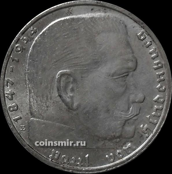 2 марки 1938 Е Германия. Гинденбург. Третий Рейх.