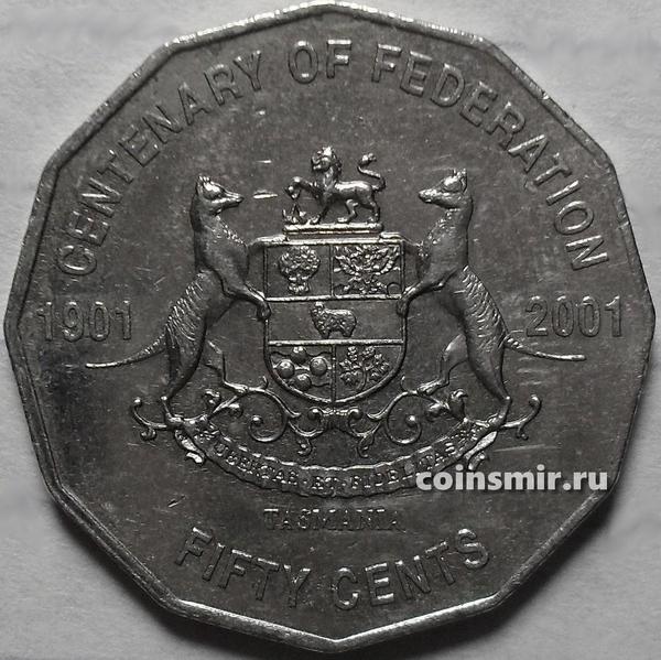 50 центов 2001 Австралия. 100-летие Федерации - Тасмания.