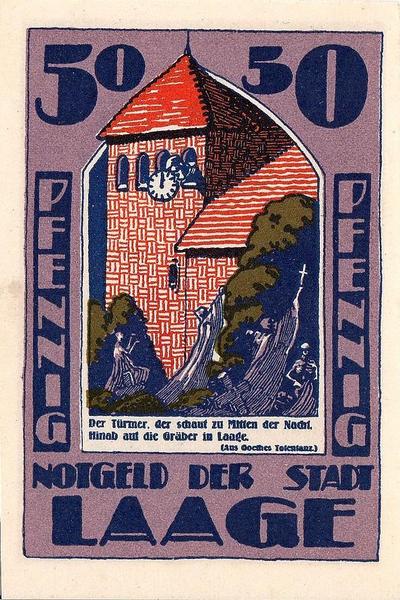 50 пфеннигов 1922-1924 Германия г.Лаге (Мекленбург). Нотгельд.