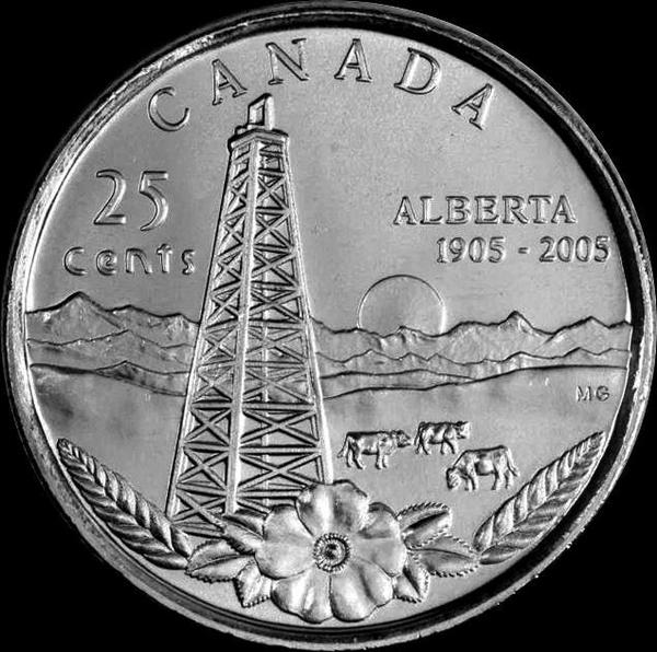 25 центов 2005 Канада. 100 лет провинции Альберта.